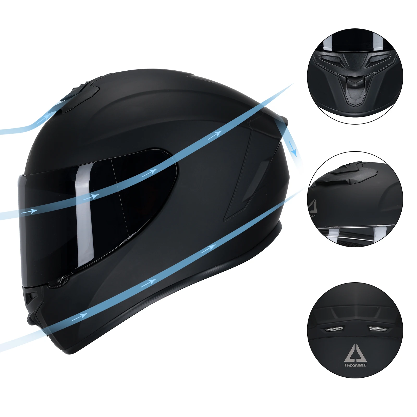 Triangle Casco De Moto Hombre Casco Integral Visera Transparente Y