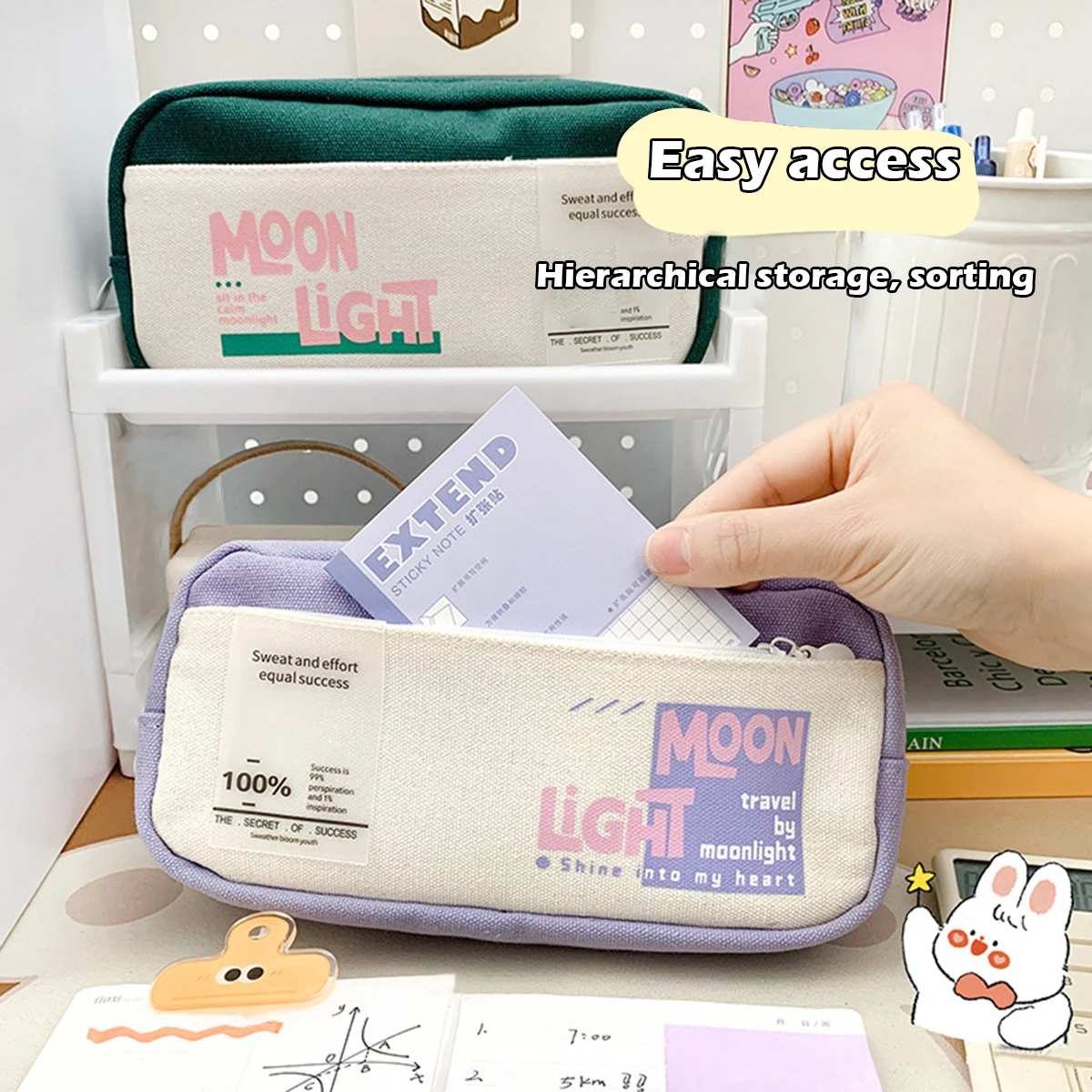 Kawaii 여아용 대용량 연필 케이스, 귀여운 가방 파우치, 학교 용품 홀스터, 한국 일본 문구