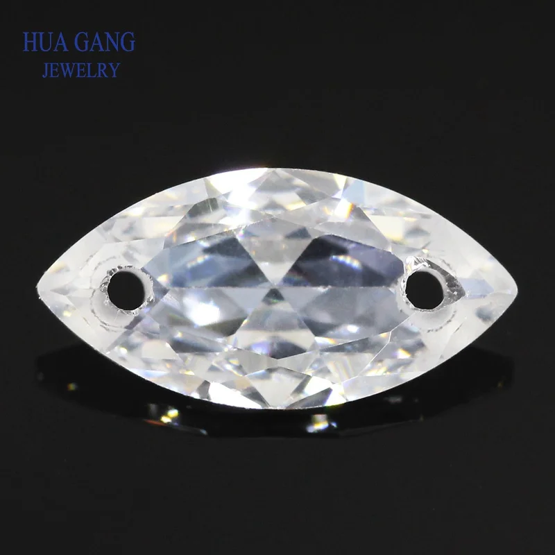 

Loose CZ Stone Double Holes AAAAA Marquise Shape Black Cubic Zirconia Stone For Jewerly Making Size 4X8-10x20mm High Quality