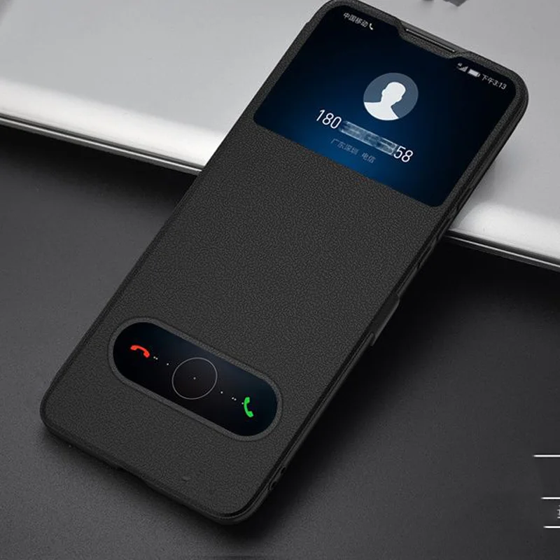 Luxury Magnetic PU Leather Flip Case with Quick Answer Window
