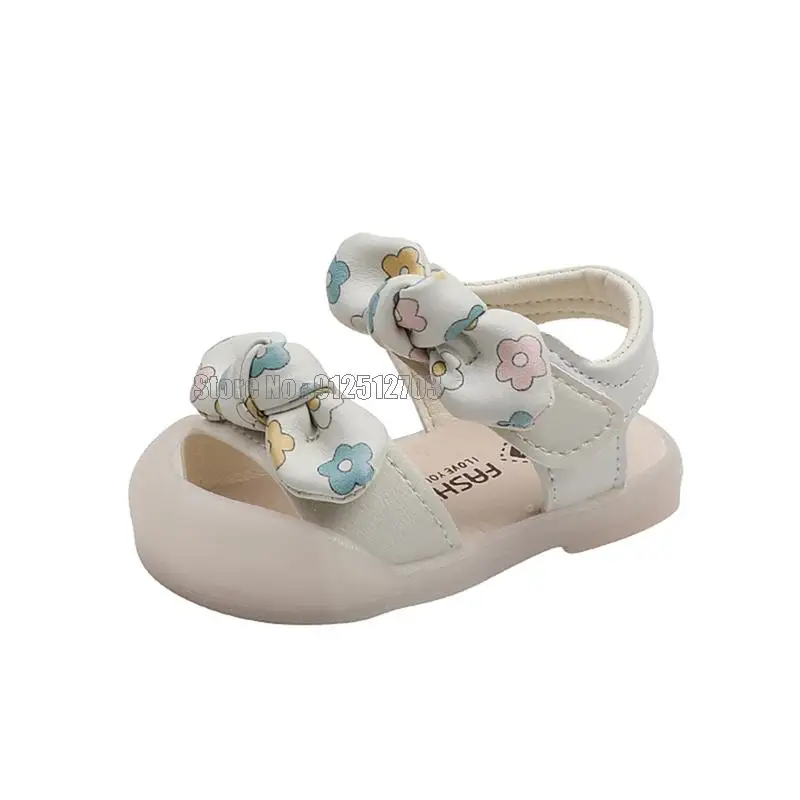 Baby Girl Shoes Flat Heels Kids Princess Flower Bowknot Shoes Summer Cute Bow Print Toddler Girl Sandals kids sandals baby sandals