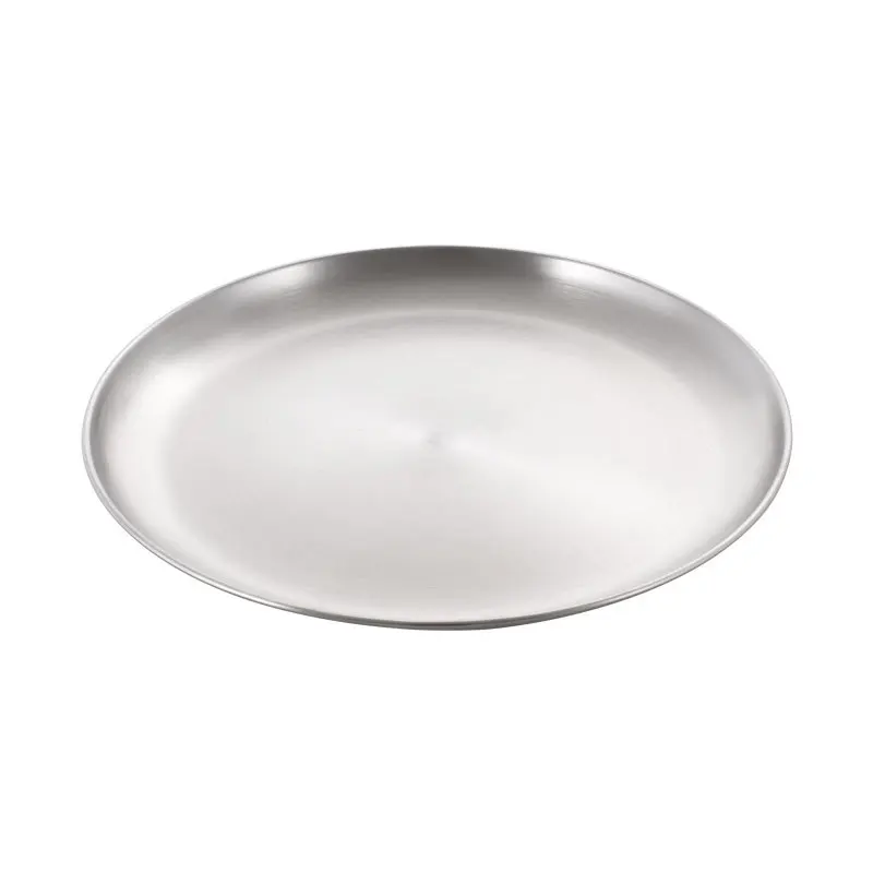 14/17/20/23/26/30cm Stainless Steel Round Plate Korean Golden Single-layer Plate Western Food Dessert Cake Fruit Flat Bottom
