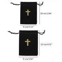 10Pcs Black Cross Pattern Bag with Drawstring Gift Packaging Fabric Pouch for Necklace Earrings Elegant Storage Pouches 2
