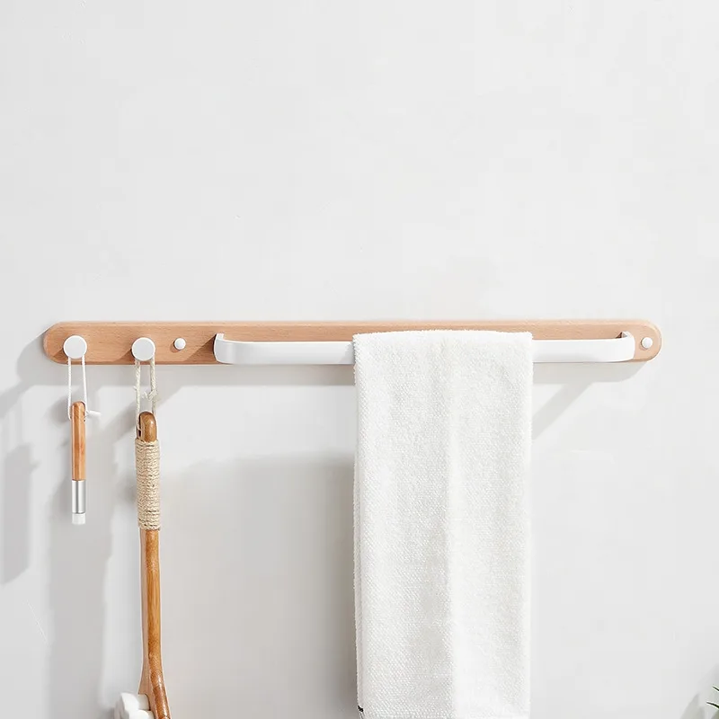 wood style towel bar bathroom rack wall hung toilet towel rack