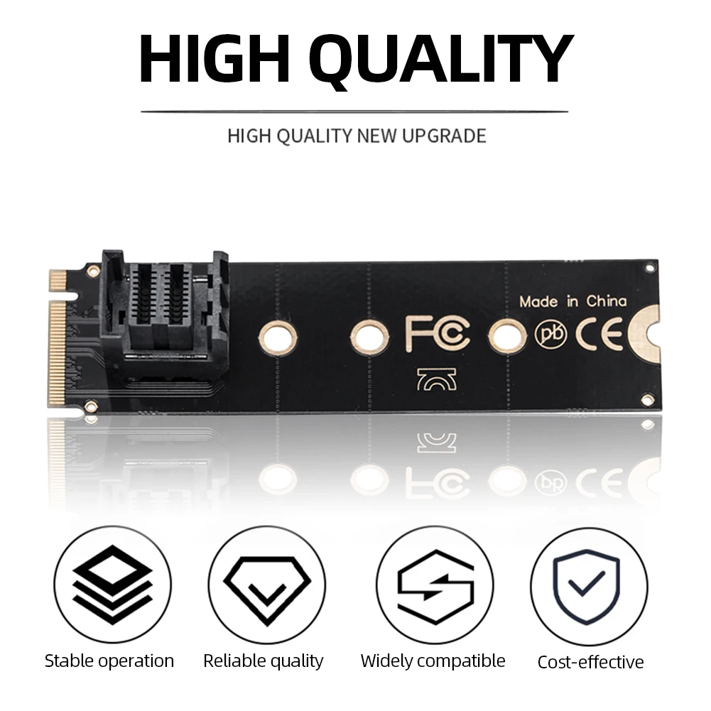 M.2 NVME To U.2 Hard Disk Adapter Card Mkey PCIeX4 M.2 PCIe To SFF8643 Riser Adapter Support 2230/2242/2260/2280 SSD