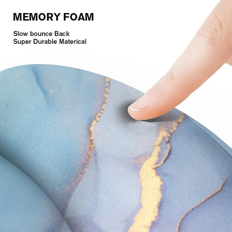Powder Blue Gradient Marble Texture Round Wrist Rest Rubber Mouse Pad 2