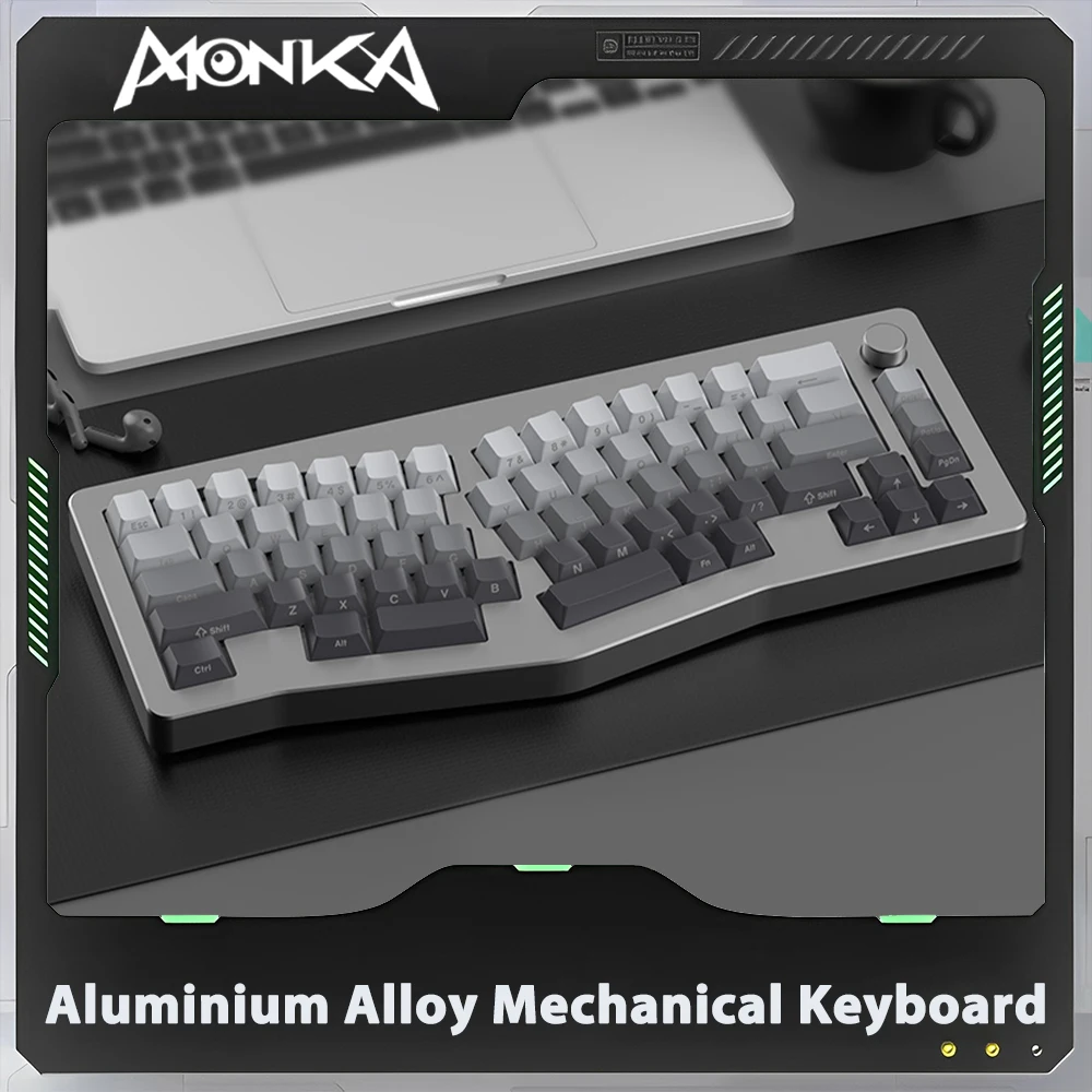 

MONKA Alice67Pro Mechanical Keyboard Aluminium Alloy Three Mode Alice RGB Wireless Gaming Keyboard 4000mAh Pc Gamer Office Mac