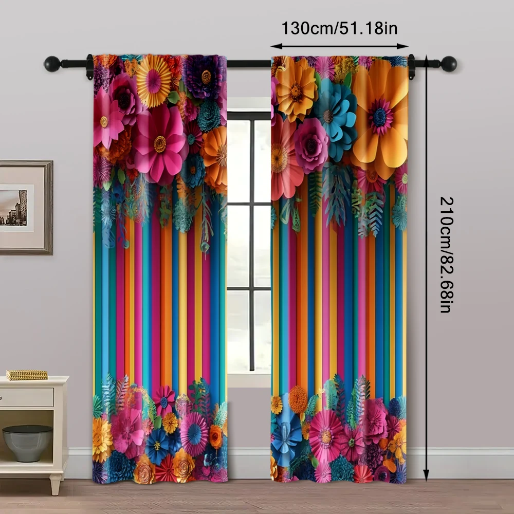 2pcs, Minimalist Curtains 2D print 2025-03-10_Carnival Celebrations Fabric (without rod) Decorations Outdoor Perfect for Bedroom 5
