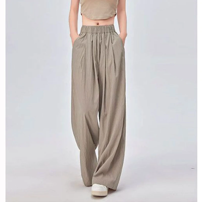 سروال حرير نسائي ساق عريضة مقاس كبير