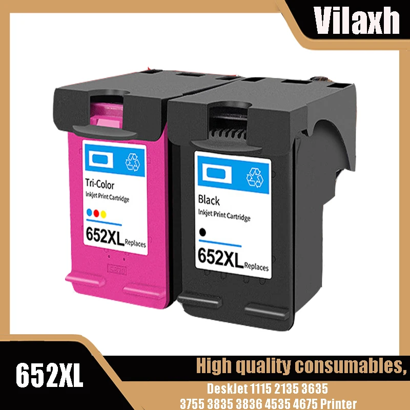 

Vilaxh Compatible for HP 652 652XL HP652 Ink Cartridge Replacement for Deskjet 1115 1118 2135 2136 2138 3635 3636 3638 3838 3835