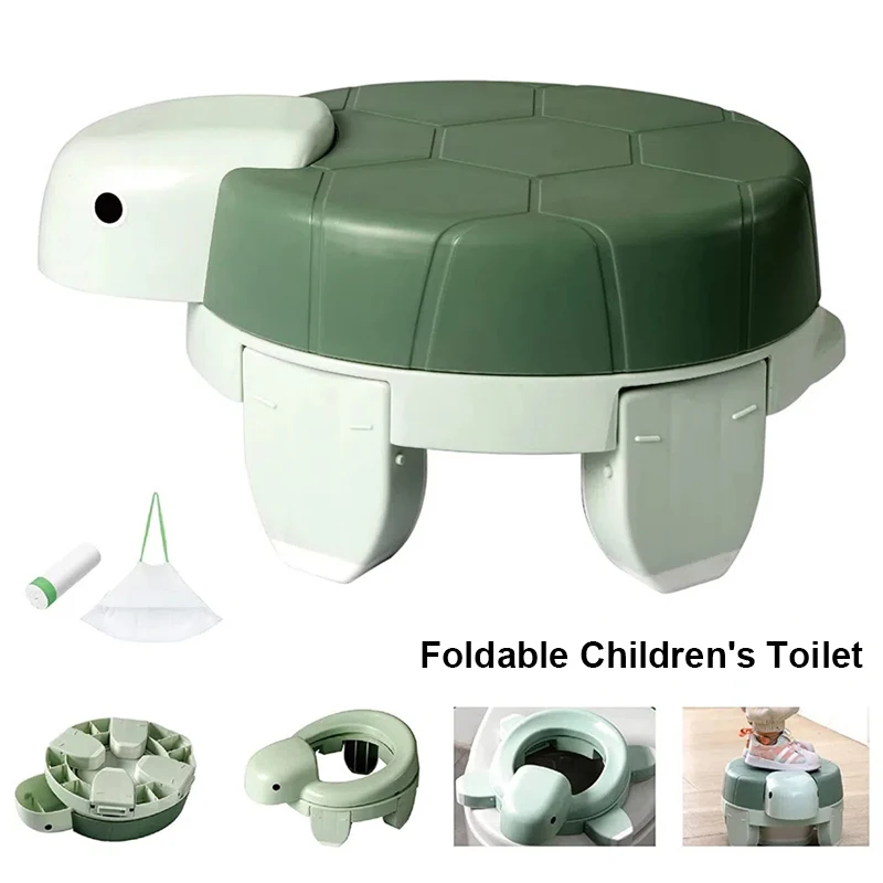 Baby Pot Portable Plastic Silicone Baby Training Seat 4 in1 Multifunction Travel Toilet Seat Foldable Children Potty With 20 Bag cute soft children s potty infant baby plastic road pot plane cartoon traveling toilet trainer seat wc for boys and girls