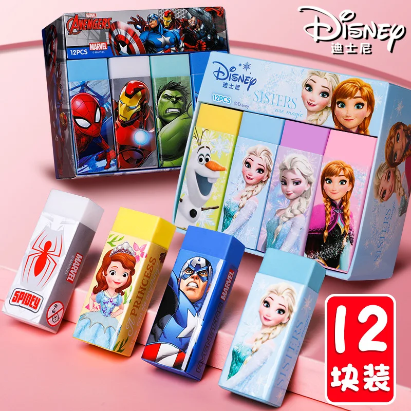 

12pcs Disney Eraser Cute Student Exam Stationery Creative Cartoon Anime Character Pattern Office Supplies Children's Gift