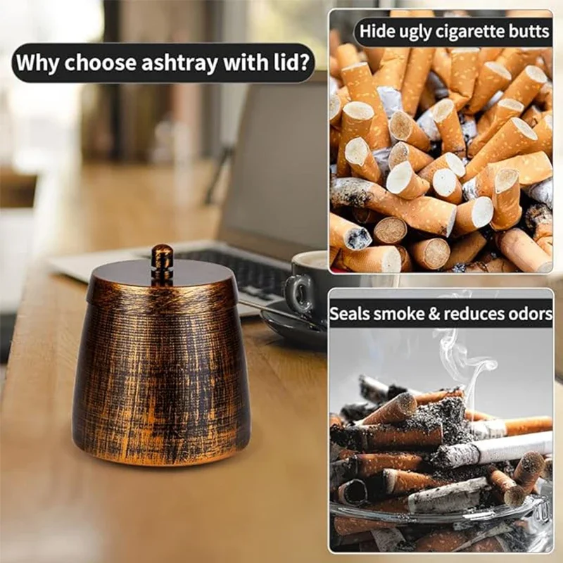 Outdoor Ashtrays for Patio with Lid Outdoor Ash Tray Sets for Cigarettes Stainless Steel Ashtray with Lid Outside portable ashtray cigarettes ashtray silicone ashtray stainless steel ashtray metal ashtray air purifier ashtray wood ashtray ceramic ashtray
