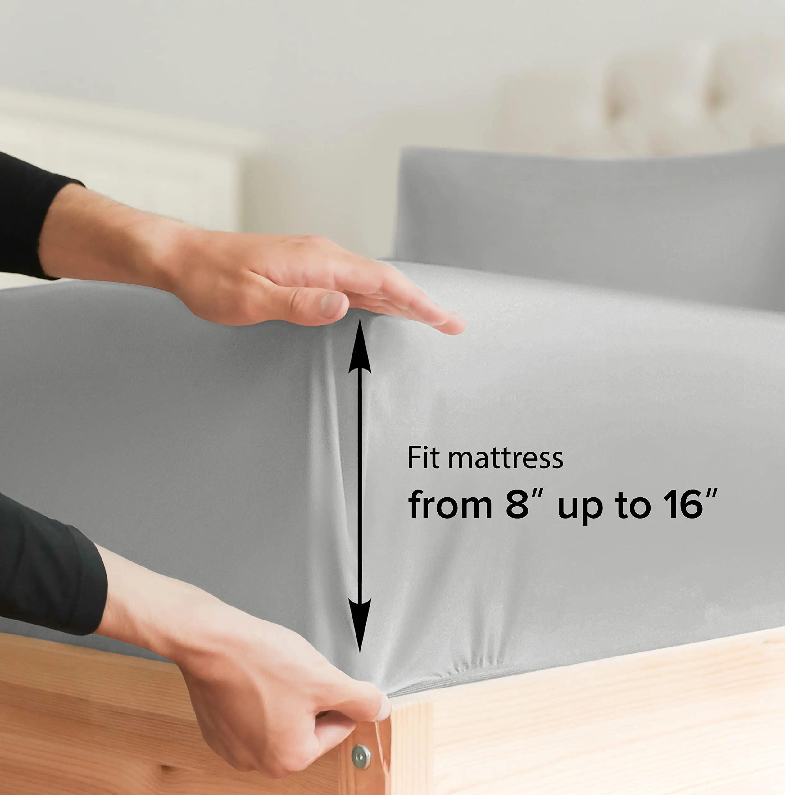 Battilo Double Bed Sheets 4Pieces Set Fitted Flat Sheet with Pillowscase Luxury Microfiber King Queen Full Twin Size Bedding Set 5