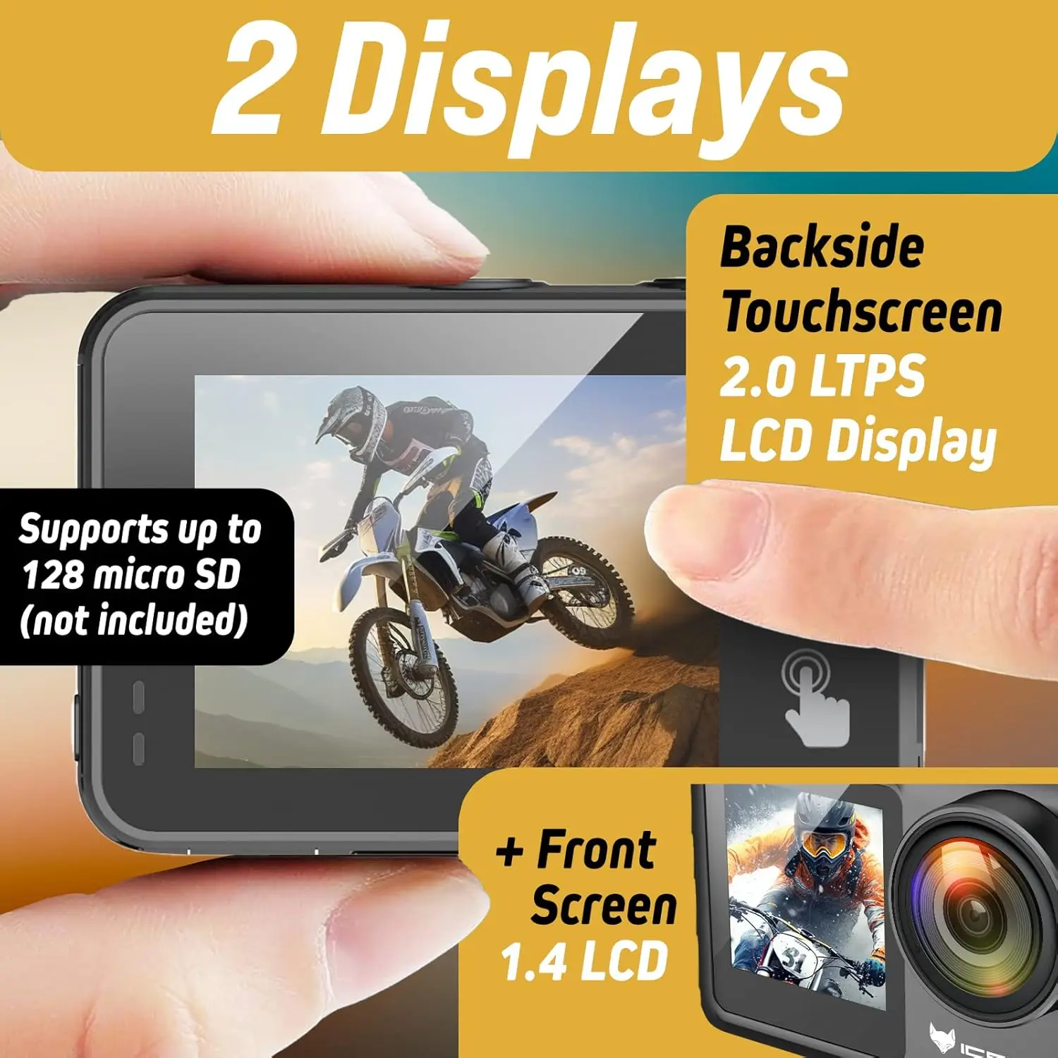 Action Camera 5K 30FPS 20MP with Touch Screen, 98FT Waterproof Underwater Camera, EIS 4X Zoom Adjustable View Angle Remote Contr