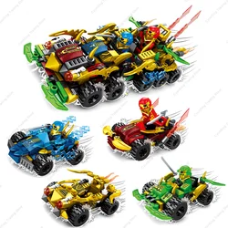 Ninja 4 in 1 Classic Anime Kai Jay Cole Lloyd War Armor Car Mech Chariot Model Action Figure Building Blocks Kit Bricks Kids Toy