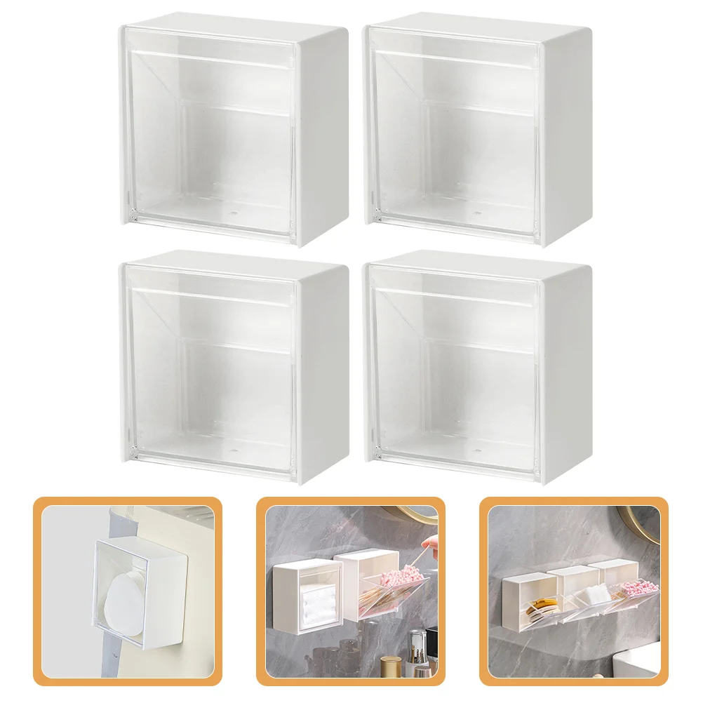 4 Pcs Wall Storage Box Bins Clear Multi Foldable Makeup Organizers and Mounted Clamshell Boxes Bathroom 5