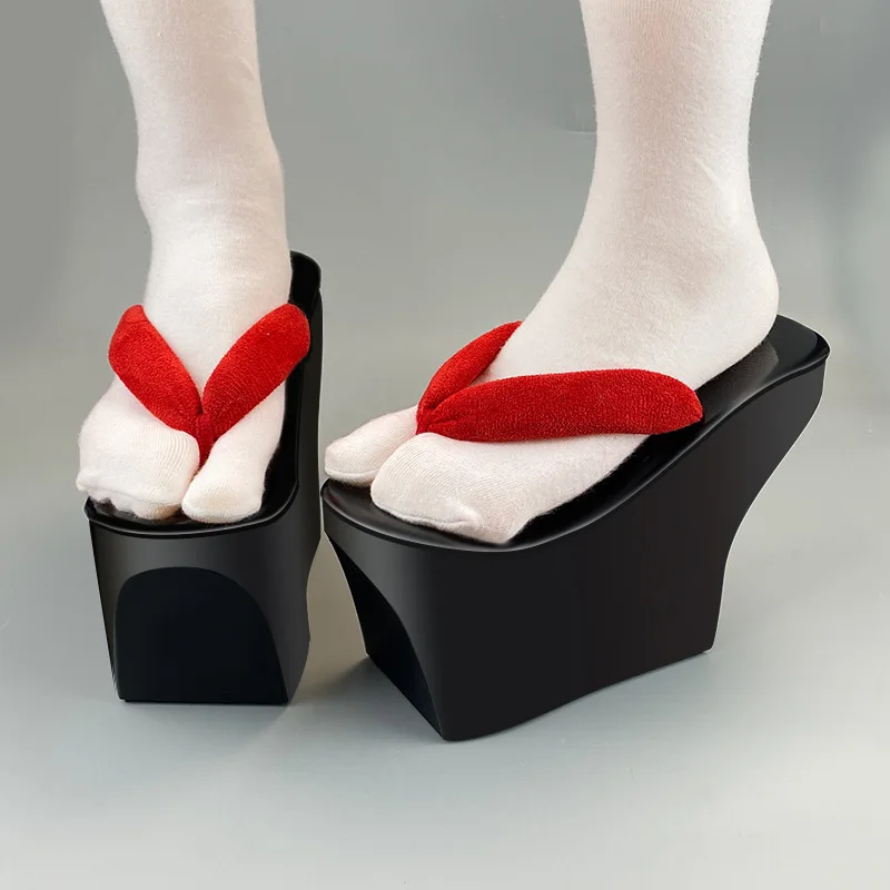 Women PVC Japanese GETA Clog Flops Flip Plastic Sandal Shoes