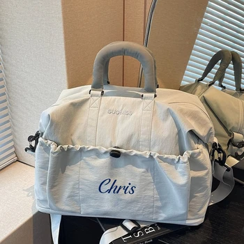 Nome personalizzato del bambino Borsa per pannolini per la cura del bambino neonato Borsa a tracolla per mummia Ricamo Passeggino Organizzatore per riporre pannolini Borse grandi