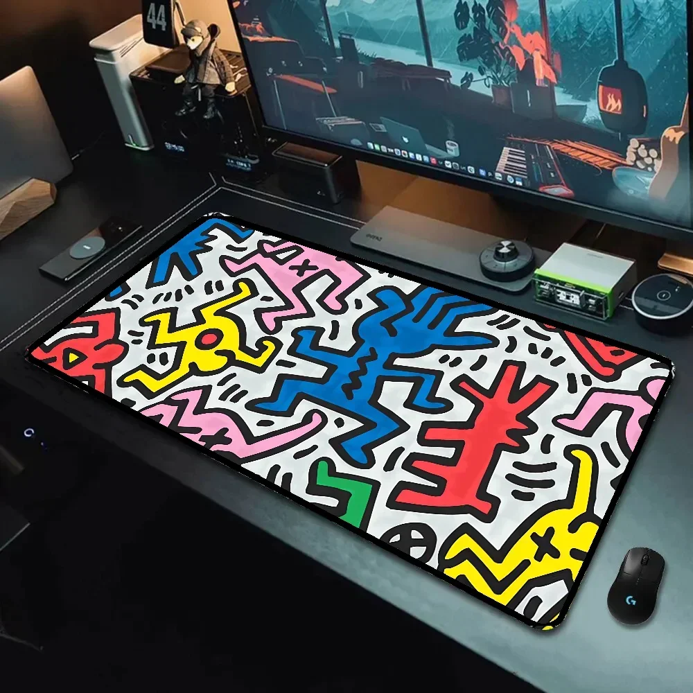 K-Keith Art Haring Cool Beautiful Anime Mouse Pad Mat Size For CSGO Game Player Desktop PC Computer Laptop 4