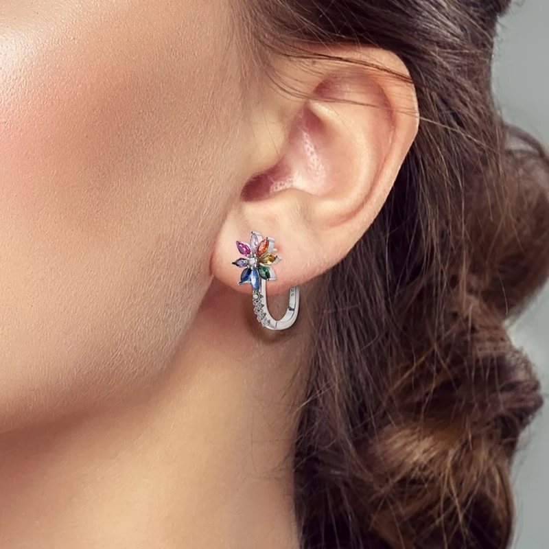 925 Sterling Silver Hoop Earrings Large Round Simple Zirconia Drop Earrings for Women Girl Party Birthday Wedding Jewelry Gifts