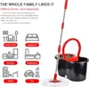 360° Spin Mop Bucket Sets with Wring System in 3 Microfiber Heads, Stainless Steel Basket 61" Extended Handle Floor Cleaning 4