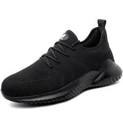 Men's Lightweight Breathable Steel Toe Safety Work Shoes - 45 (Black)