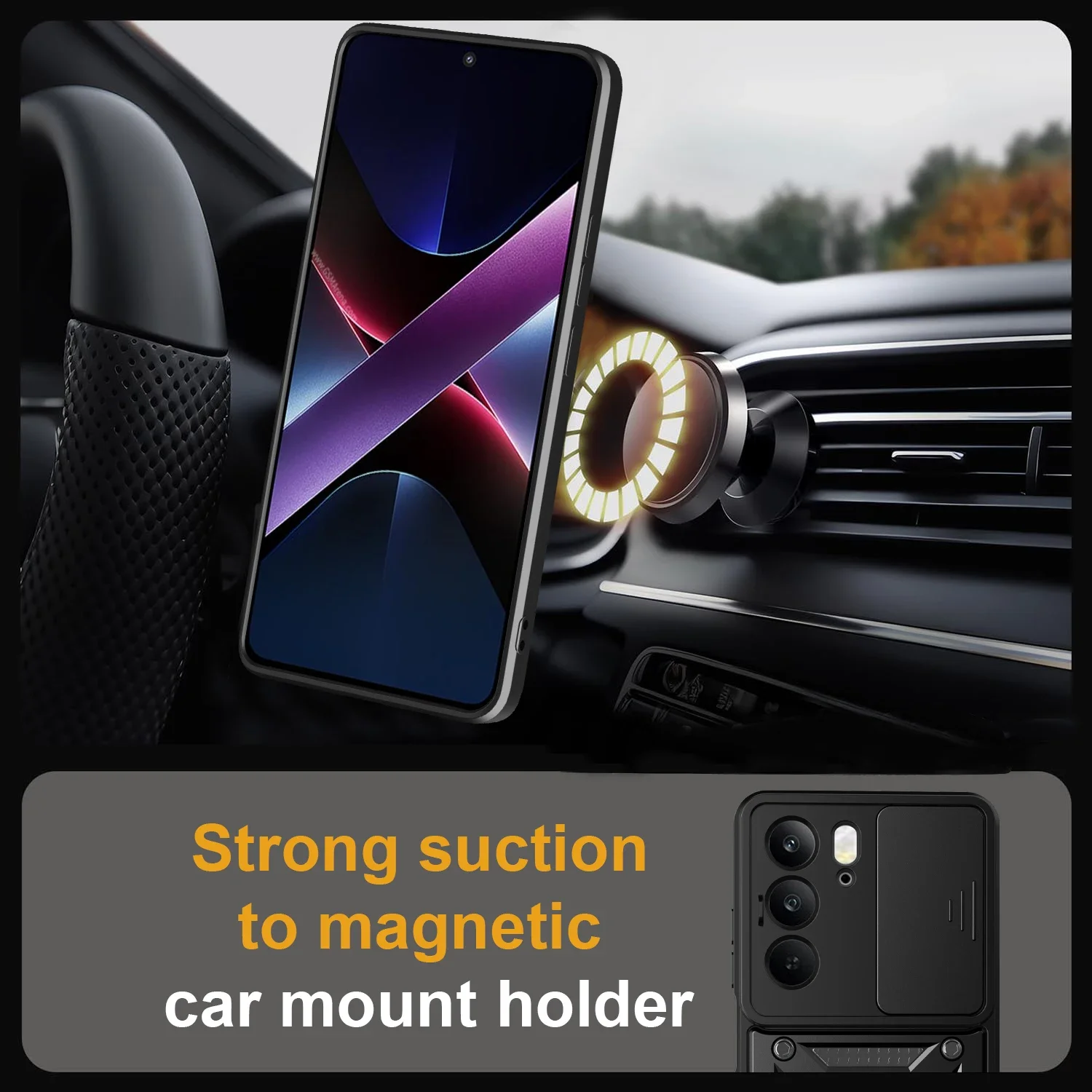 Armor Protective Case with Slide Camera Cover & Ring Stand - Shockproof