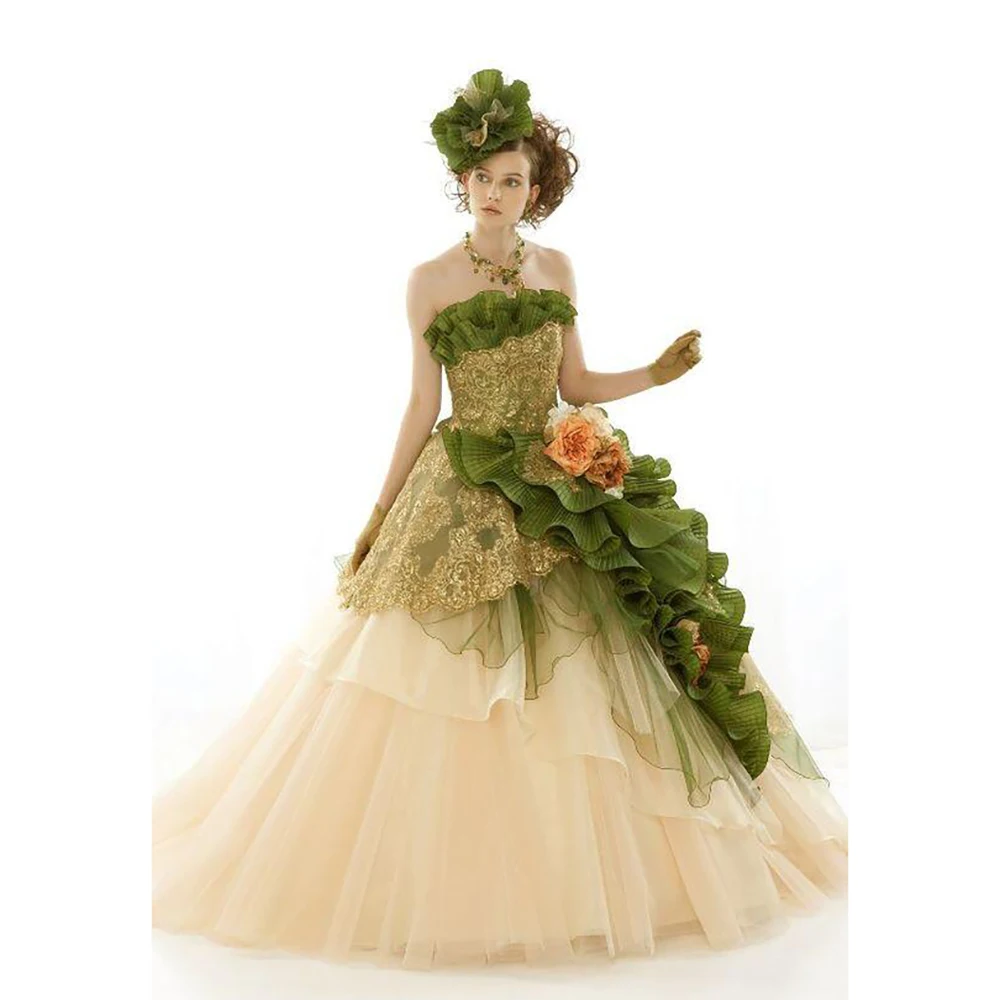 

Вечернее платье принцессы в пасторальном стиле без бретелек, изысканная аппликация, для выступлений, для торжественных мероприятий, платье для выпускного вечера