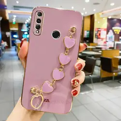Elegant Love Heart Bracelet Chain Plating Case for Honor 9x premium (Zbaxsl cherry purple)