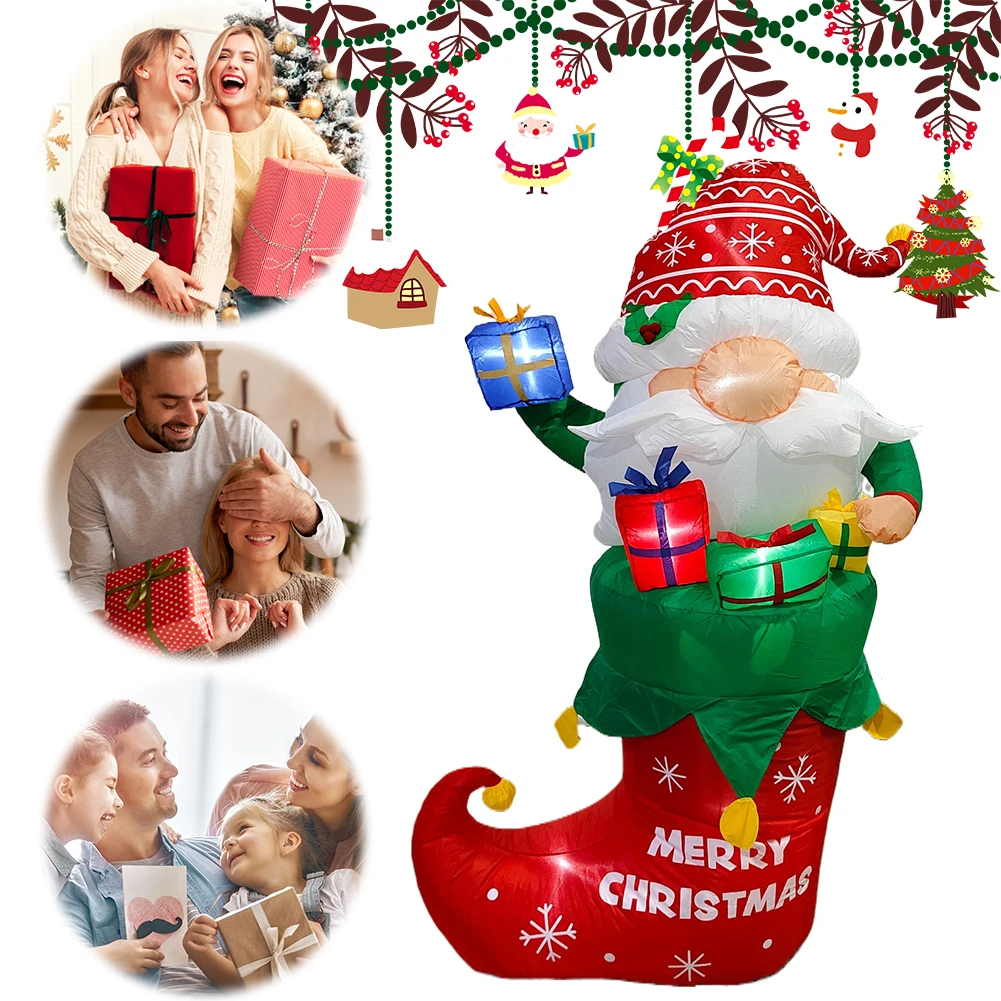 5FT Large Inflatable Santa Christmas Decoration with LED Lights Large Blow Up Santa for Christmas Party Yard Garden Decoration