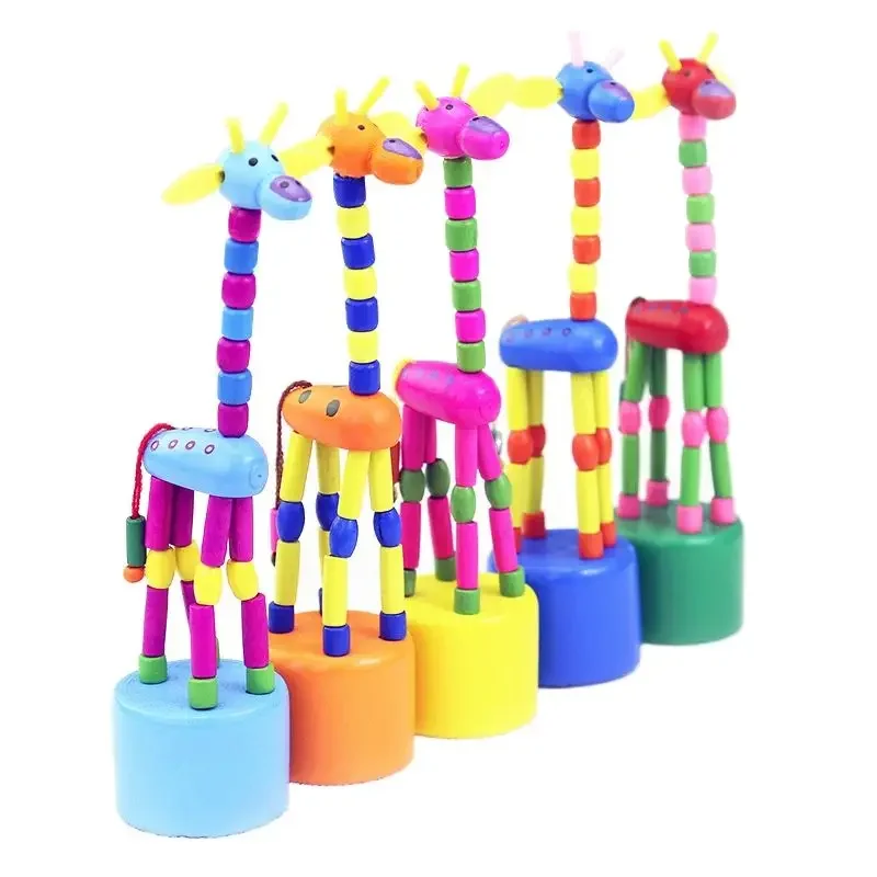Montessori Educational Wooden Toys for Children Early Learning Exercise Baby Fingers Flexible Materials Giraffe Toy Gifts