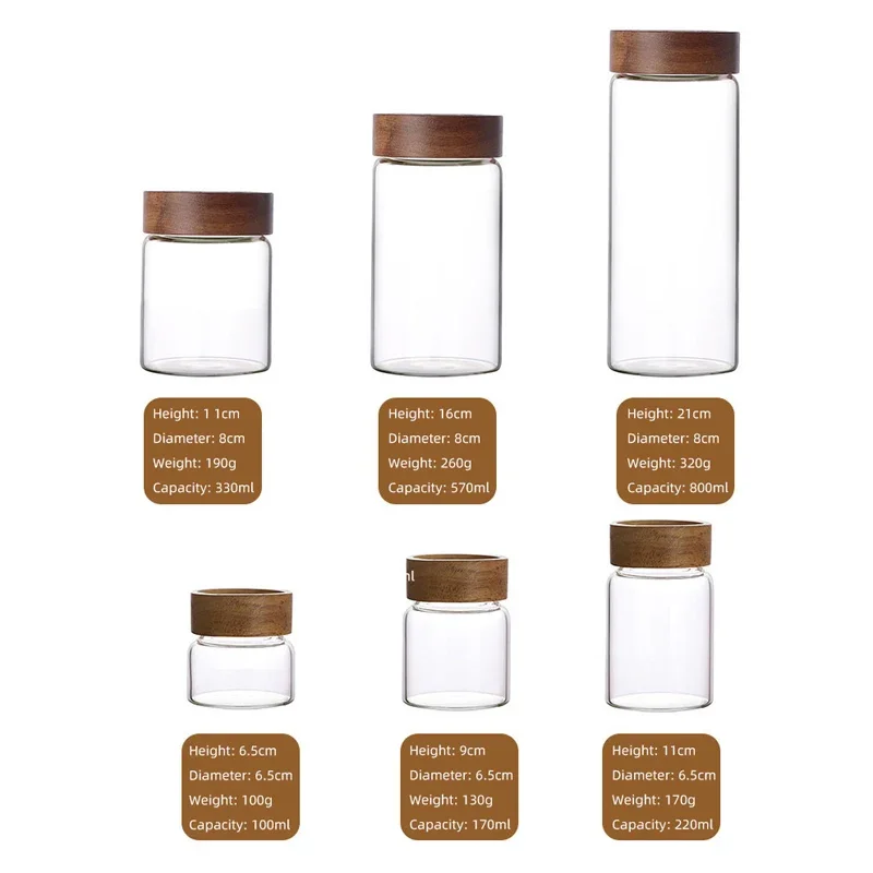 Glass Storage Containers,High Borosilicate Glass Jars Kitchen Food Canisters with Acacia Wood Lids for Coffee Beans/Sugar/Nuts 3