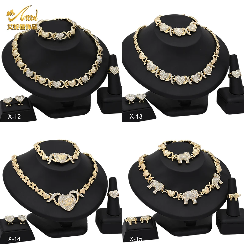 XOXO Women's 18K Gold Plated Jewelry Set - Necklace, Bracelet, Earrings, Ring, Rhinestone - View #2