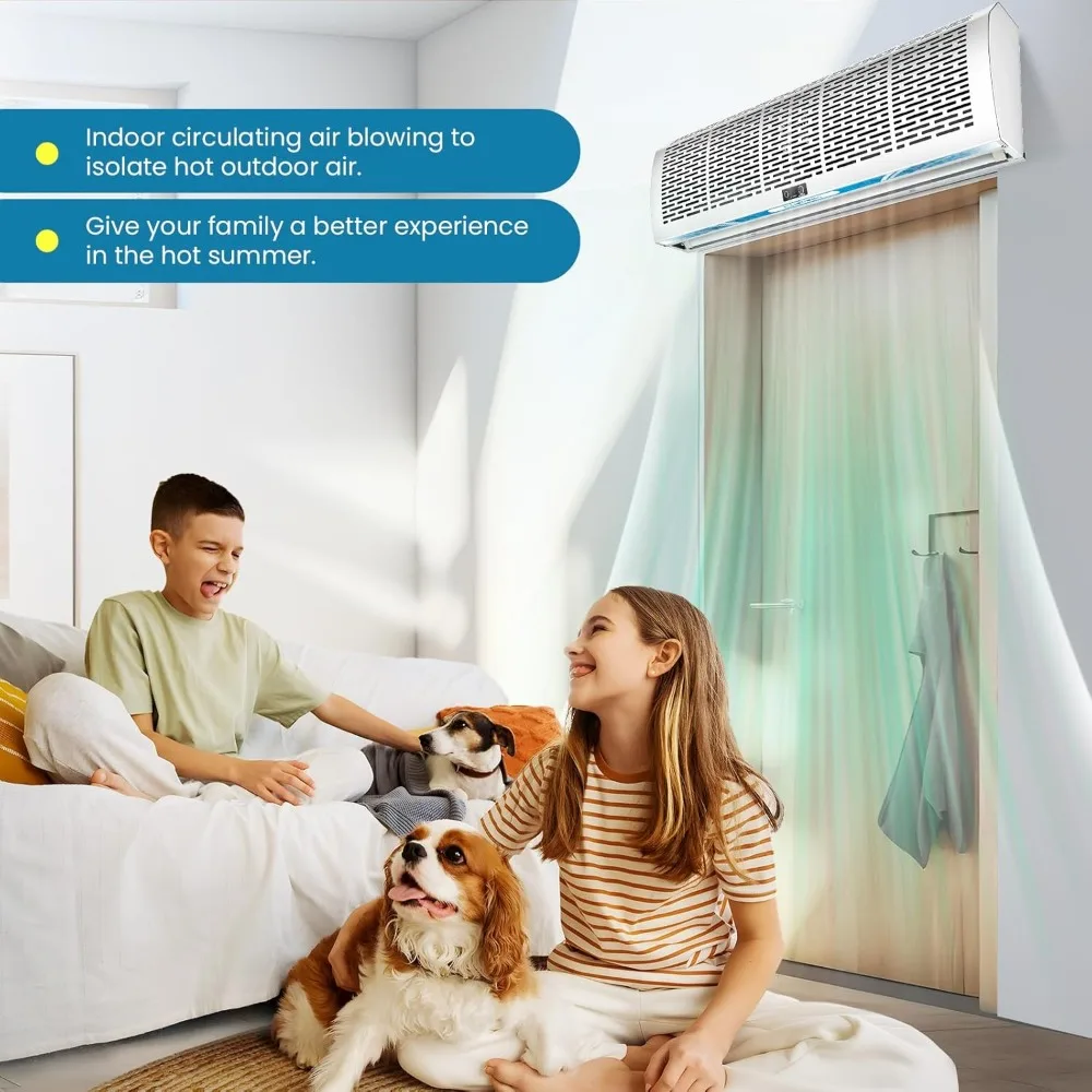 36'' Air Curtain, Magnetic Door Switch, Two Speeds Adjustable, Powerful Air Door,Commercial Indoor Fan, 80W, Industrial 110V