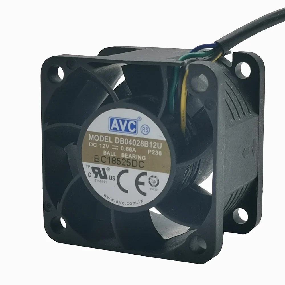 4  PWM  ǳ, AVC DB04028B12U 4028, 40x40x28mm, DC12V 0.66a, 4cm, ǰ