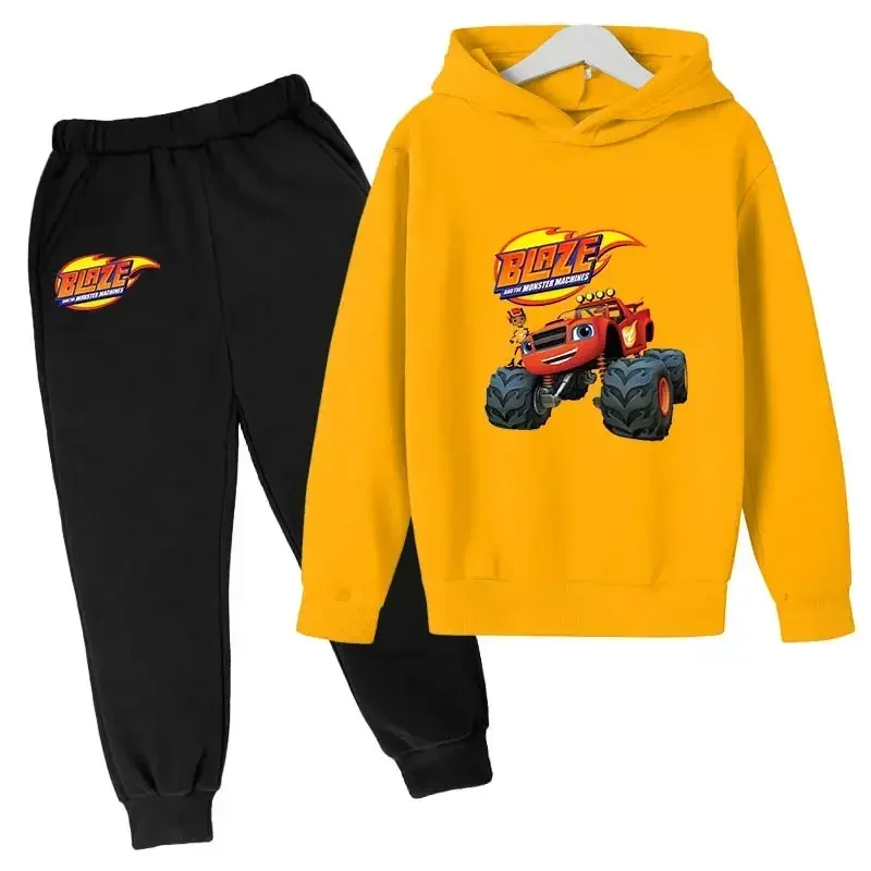 Children Boys Hoodies Set Girls Cartoon Hooded Hoodies +Long Pants 2PCS Suit Kids Outfits Blaze and The Monster Machines Clothes 2