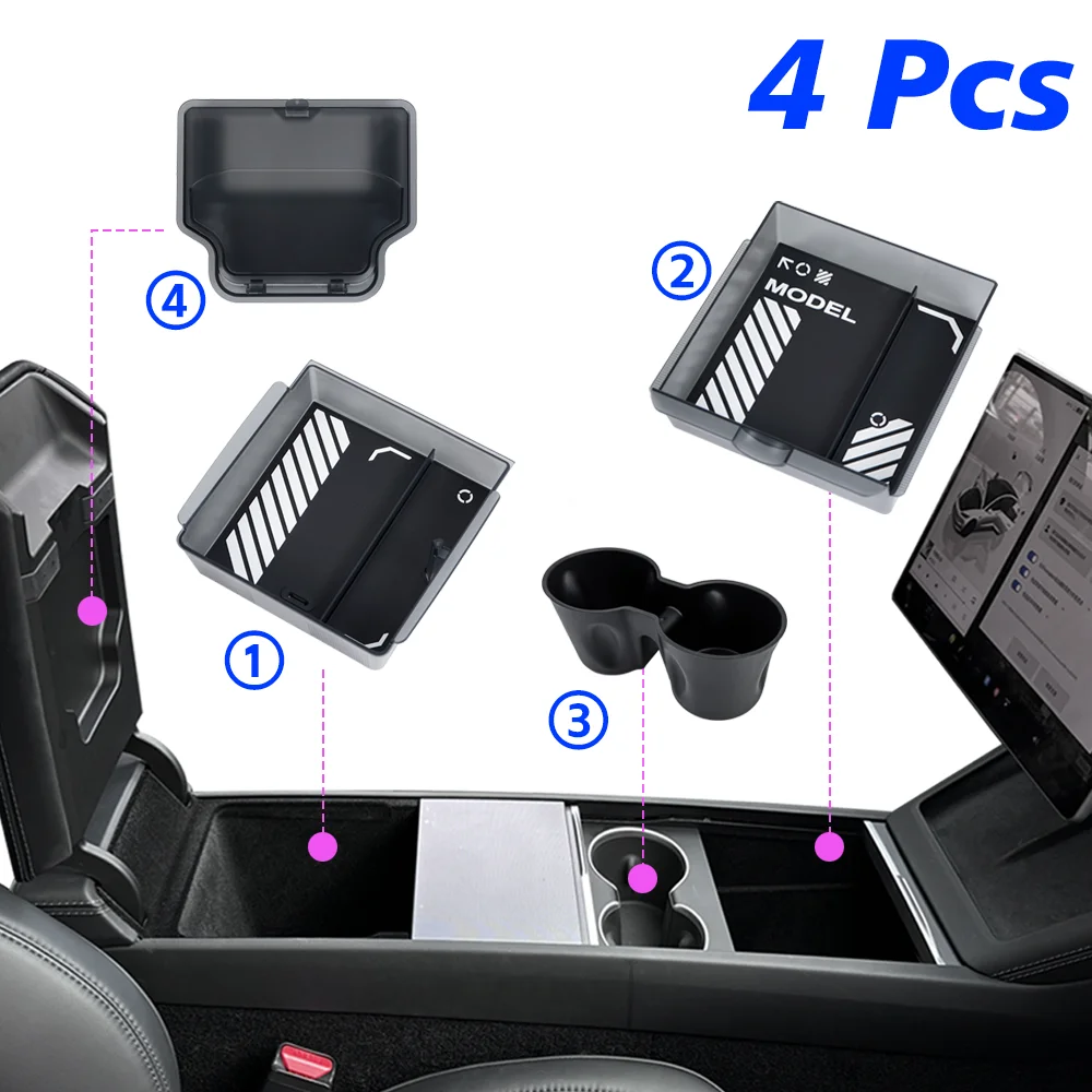 Für Tesla Model 3 Highland 2026 2025 2024 Konsolen-Armlehnen-Aufbewahrungsbox Innenraum-Organizer ABS-Gummimatte oder Beflockung – Detail 21