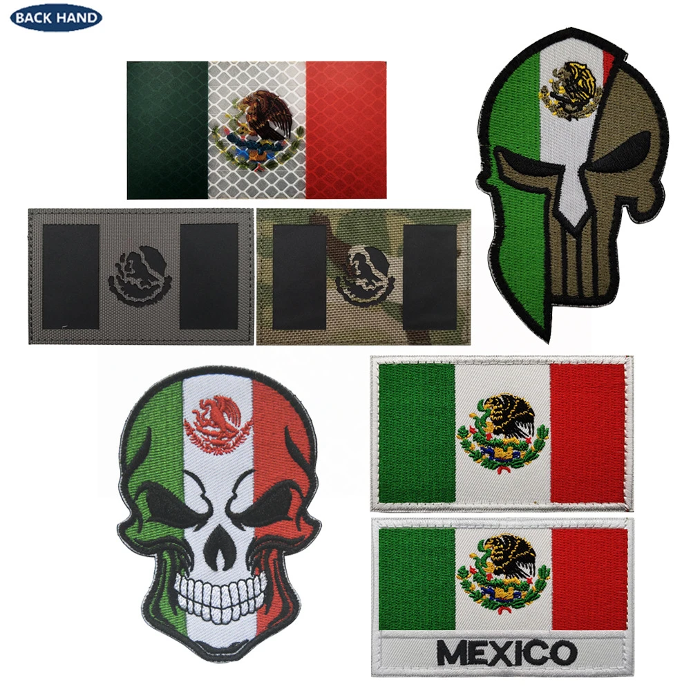 Parche bordado de calavera mexicana, brazalete con bandera, bolso, insignia  a juego, parches de hierro para ropa, parches bordados de costura en ropa|  | - AliExpress