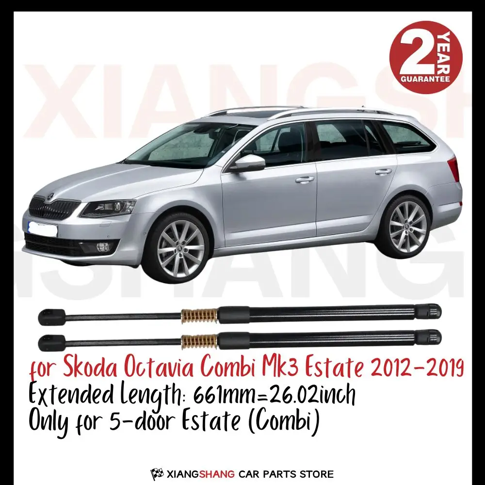 2pcs Rear Pop out Auto Open With Die Springs Damper Trunk for Skoda Octavia Combi Mk3 (5E) Estate 2012-2019 661mm Gas Struts