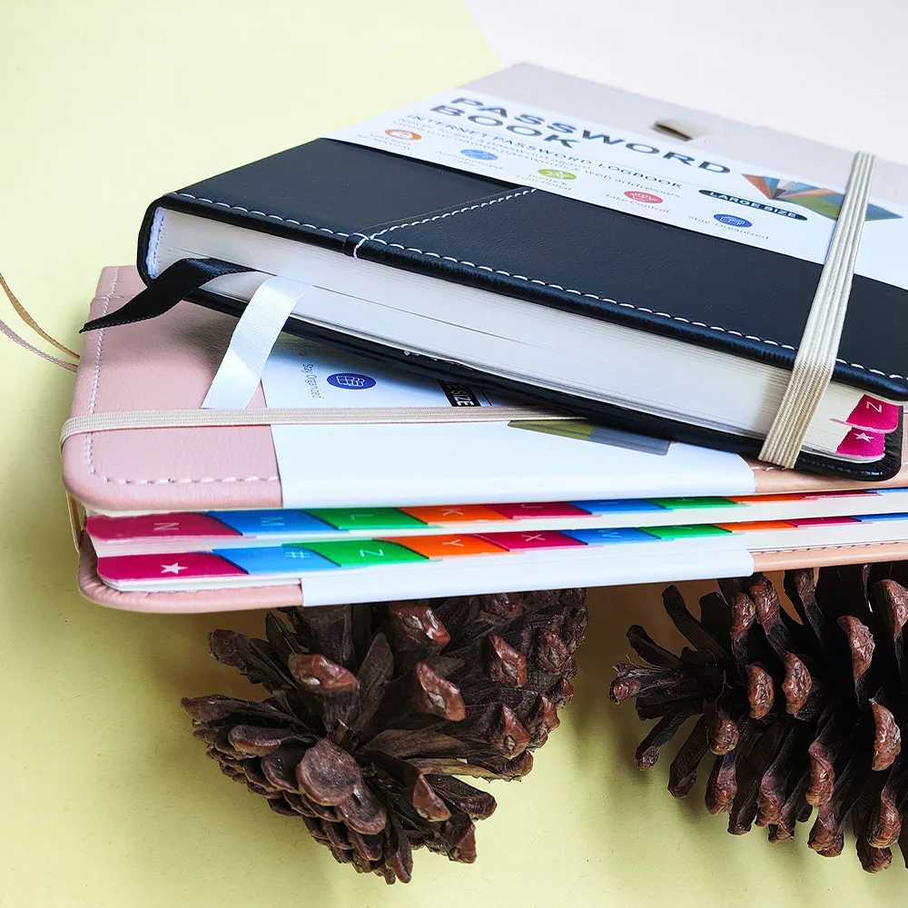 A5 Website Password Notebook with letter label Binding solid color hard-faced English address book Telephone book record