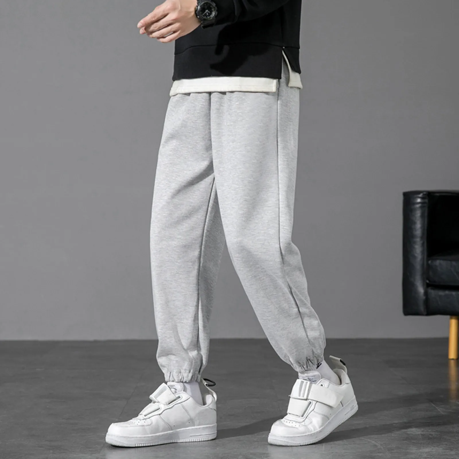 

Casual Sports Pants Mens 2023 Autumn Loose Gray Baggy Pants Jogger Hombre Fashion Knitted Pants Basketball Sweatpants Mens
