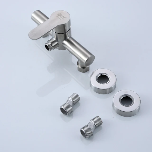 ก๊อกน้ำสแตนเลสสีเงินสำหรับอาบน้ำฝักบัวอาบน้ำห้องน้ำห้องน้ำก๊อกน้ำร้อนและเย็นสามแบบ 4