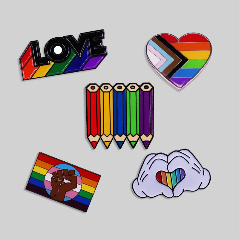 Alta Qualità Gay Pride Rainbow Flag Love Smalto Pin Fashion Lgbt Badge Spilla Coppia Spilla Gioielli Regali Per Gli Amici
