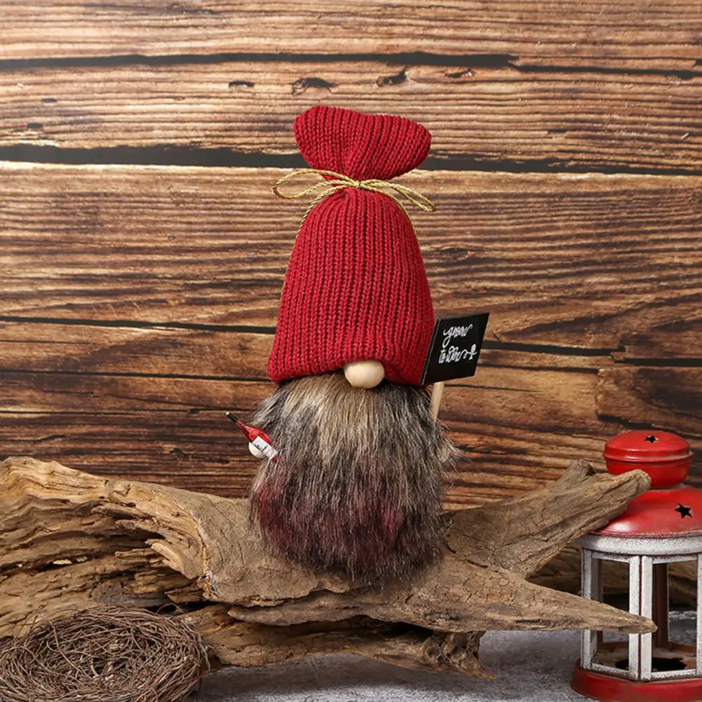 

Faceless Doll Charming Gnome Plush Toy Adorable Faceless Dwarf Doll with Knitted Hat Big Nose Long Beard Christmas Ornament