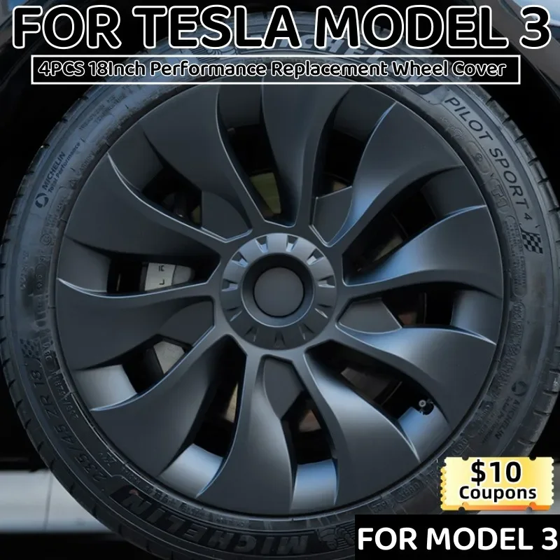 4 шт., колпачки для колеса Tesla Model 3, 18 дюймов, 2020-2022 4 шт., колпачки для колеса Tesla Model 3, 18 дюймов, 2020-2022