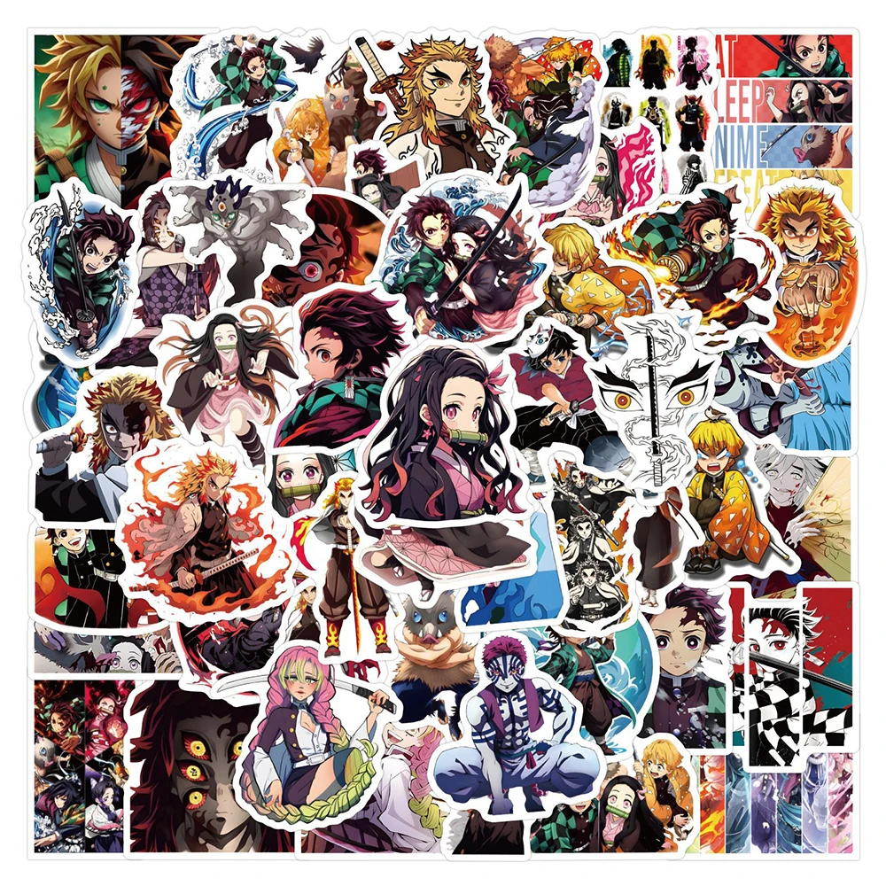 Cartoon Stickers Decorative Stickers Anime Stickers Graffiti Stickers 10/30/50/110PCS Cool Anime Demon Slayer Stickers DIY Suitcase Fridge Phone Laptop Guitar Graffiti Cartoon Decal Sticker