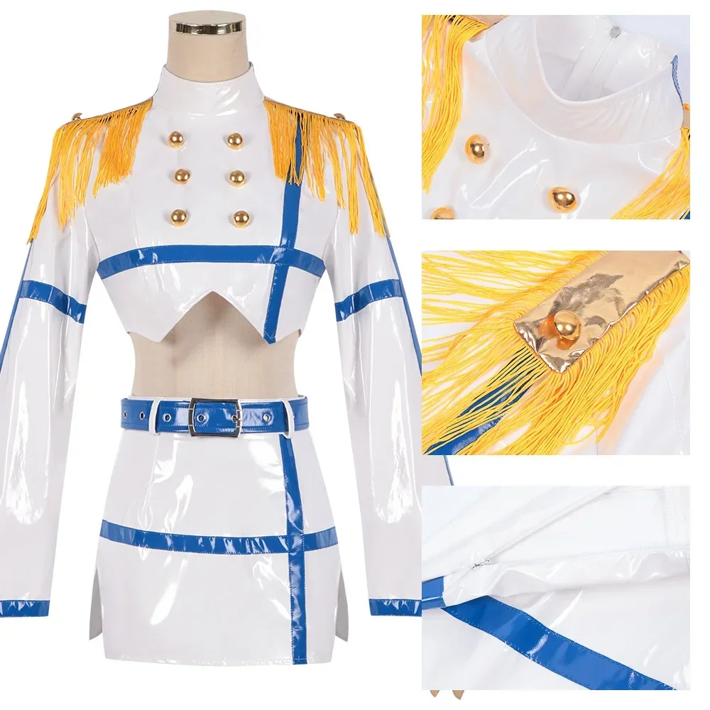 Anime 2.5 Dimensional Seduction Nonoa Cosplay Costume Adult Women Leather White Skirt Suit Halloween Uniform Outfit