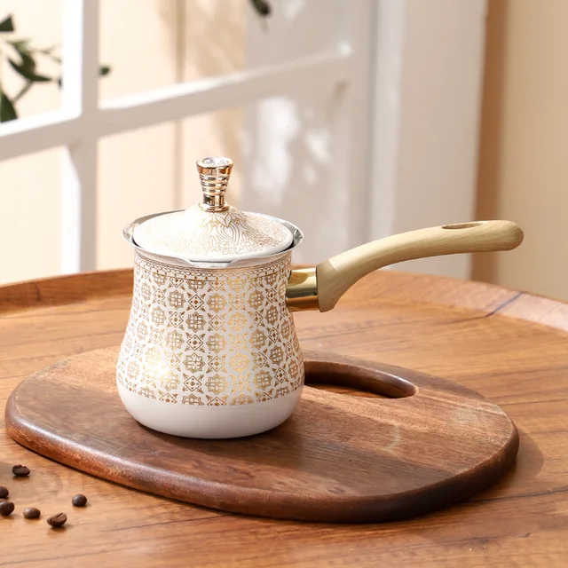 Middle Eastern stainless steel milk pot, Turkey long handled coffee pot, Small complementary food pot for home kitchen, 720ml Middle Eastern stainless steel milk pot, Turkey long handled coffee pot, Small complementary food pot for home kitchen, 720ml
