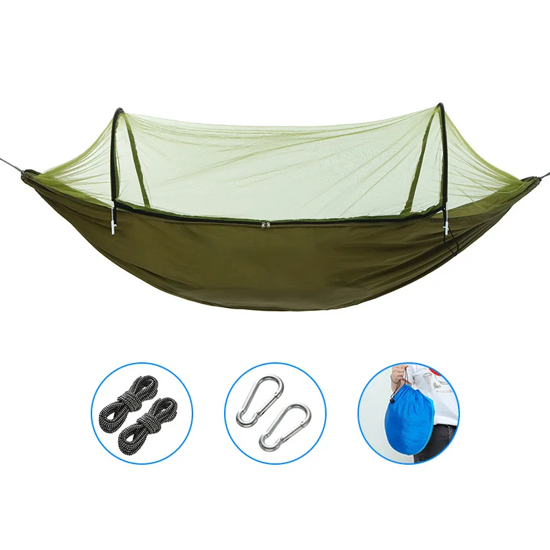 Outdoor Quick-opening Hammock With mosquito Net 1-2 Person Tent Backyard Hammock Camping Anti-mosquito Ultralight Hammock 